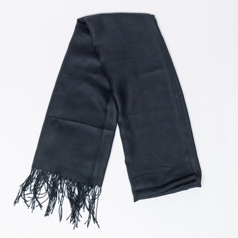 PASHMINA Solid Black Scarf Fringe Tassel Wrap Soft Shawl Evening Wrap